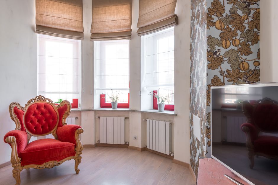 Beautiful interior bay window letting in sunlight